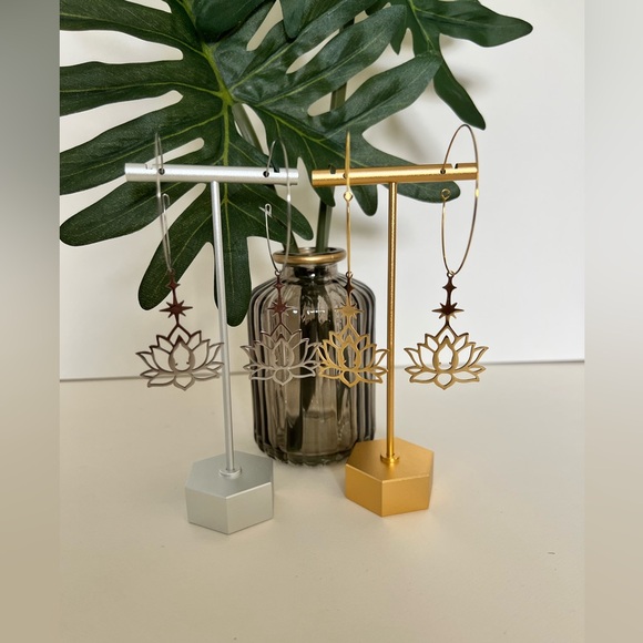 Lotus Buddha Pendant Hoop Earrings - Spiritual Jewelry - Protection Hoops - Picture 1 of 9